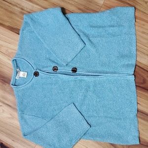Orvis turquoise chunky knit 3 button 3/4 sleeve cardigan sweater